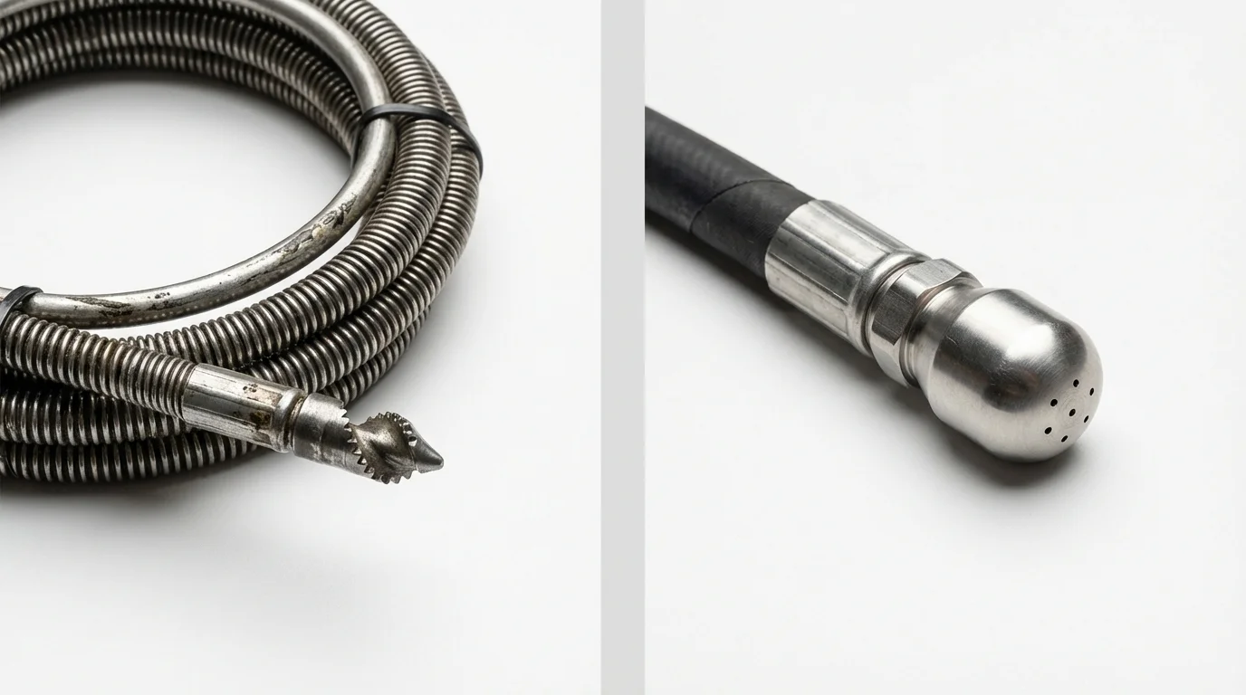 Drain snake cable and hydro jetting nozzle used for drain cleaning in Winona, MS